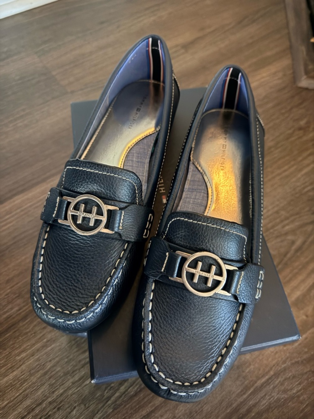 Tommy Hilfiger Blue Leather Loafers